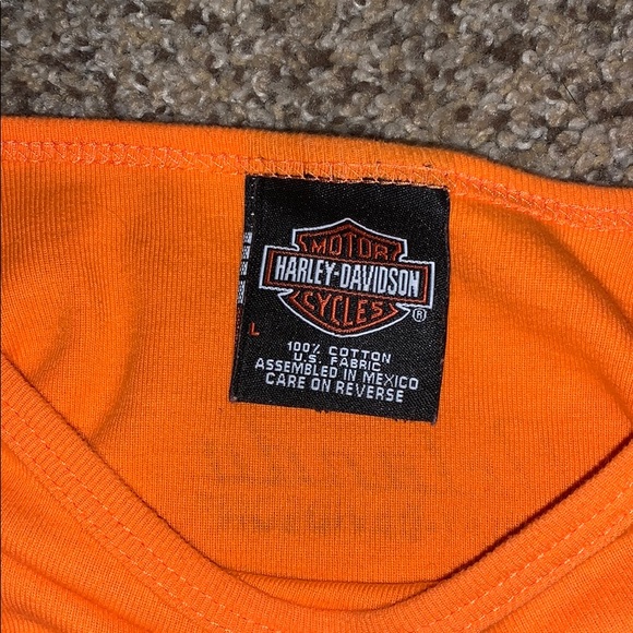 Women’s Orange Harley Davidson Shirt - Picture 3 of 6